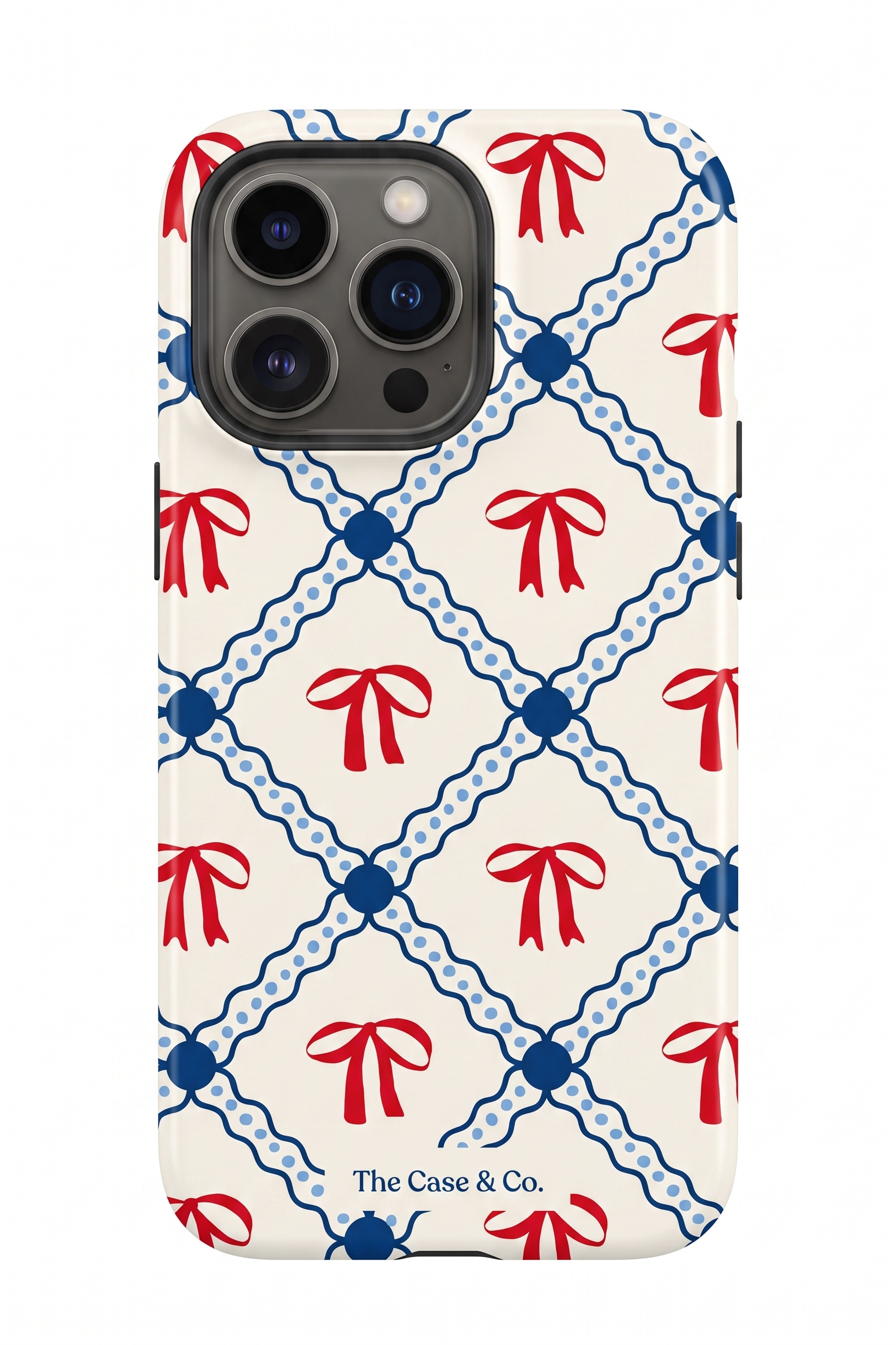 Cloud Skin Case for iPhone 14 to 17 Series| Signature Bow Motif Print | Premium 3D Hard Shell Cover 1219 Avenue