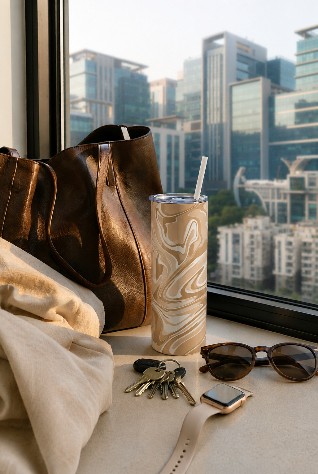Colossal Tumbler 700ML with Straw | Brown Baddie Print |Double Walled Insulated Tumbler 7-8 hrs 1219 Avenue