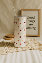 Colossal Tumbler 700ML with Straw| Cherry Hearts Print |Double Walled Insulated Tumbler 7-8 hrs 1219 Avenue