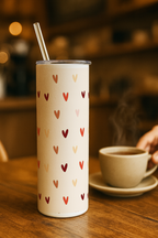 Colossal Tumbler 700ML with Straw| Cherry Hearts Print |Double Walled Insulated Tumbler 7-8 hrs 1219 Avenue