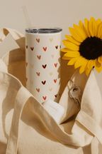 Colossal Tumbler 700ML with Straw| Cherry Hearts Print |Double Walled Insulated Tumbler 7-8 hrs 1219 Avenue