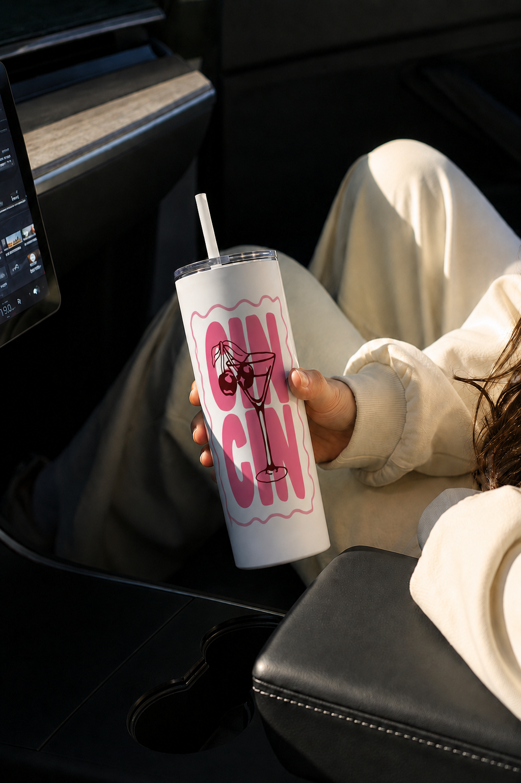 Colossal Tumbler 700ML with Straw | Cin Cin Cherie Print | Double Walled Insulated Hot & Cold Tumbler 7–8 Hours 1219 Avenue