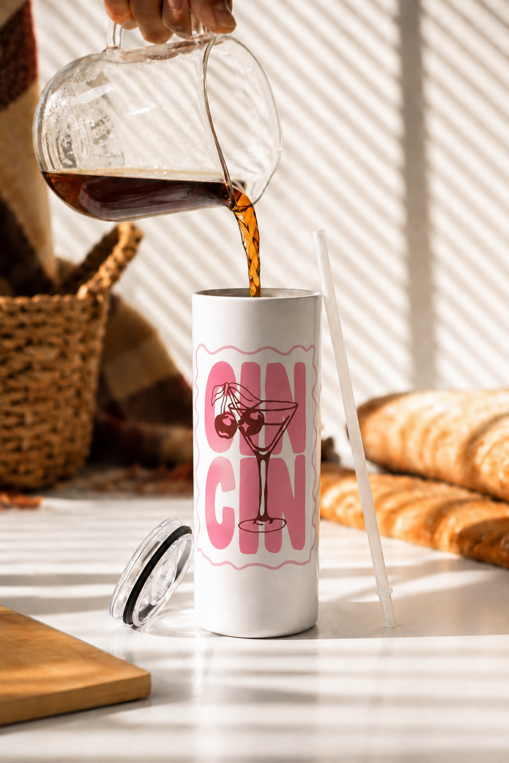 Colossal Tumbler 700ML with Straw | Cin Cin Cherie Print | Double Walled Insulated Hot & Cold Tumbler 7–8 Hours 1219 Avenue