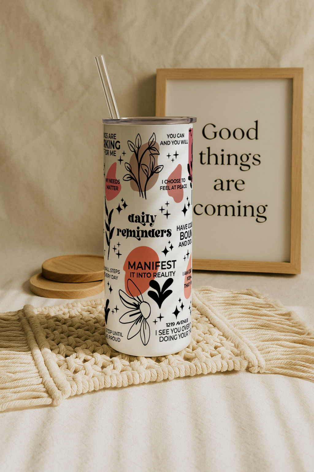 Colossal Tumbler 700ML with Straw| Daily Reminder All Over Print |Double Walled Insulated Tumbler 7-8 hrs 1219 Avenue India