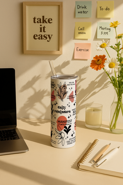 Colossal Tumbler 700ML with Straw| Daily Reminder All Over Print |Double Walled Insulated Tumbler 7-8 hrs 1219 Avenue India