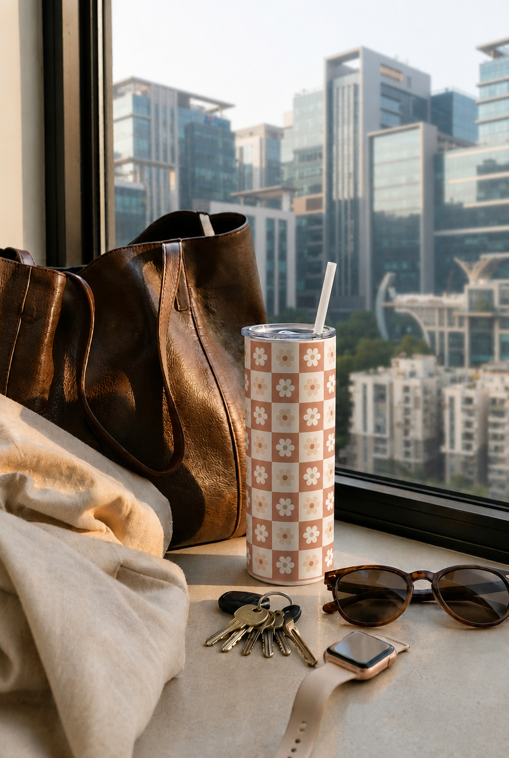 Colossal Tumbler 700ml with Straw | Daisy Dreamer All Over Print| Double Walled Insulated Tumbler 7-8 hrs 1219 Avenue