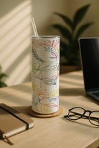 Colossal Tumbler 700ML with Straw| Floral Line Art Print |Double Walled Insulated Tumbler 7-8 hrs 1219 Avenue India