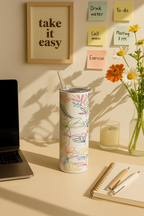 Colossal Tumbler 700ML with Straw| Floral Line Art Print |Double Walled Insulated Tumbler 7-8 hrs 1219 Avenue India