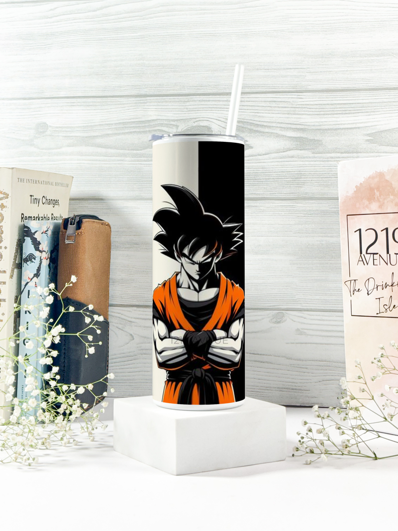 Colossal Tumbler 700ml with Straw | Goku Print| Double Walled Insulated Tumbler 7-8 hrs |Anime Edition 1219 Avenue India