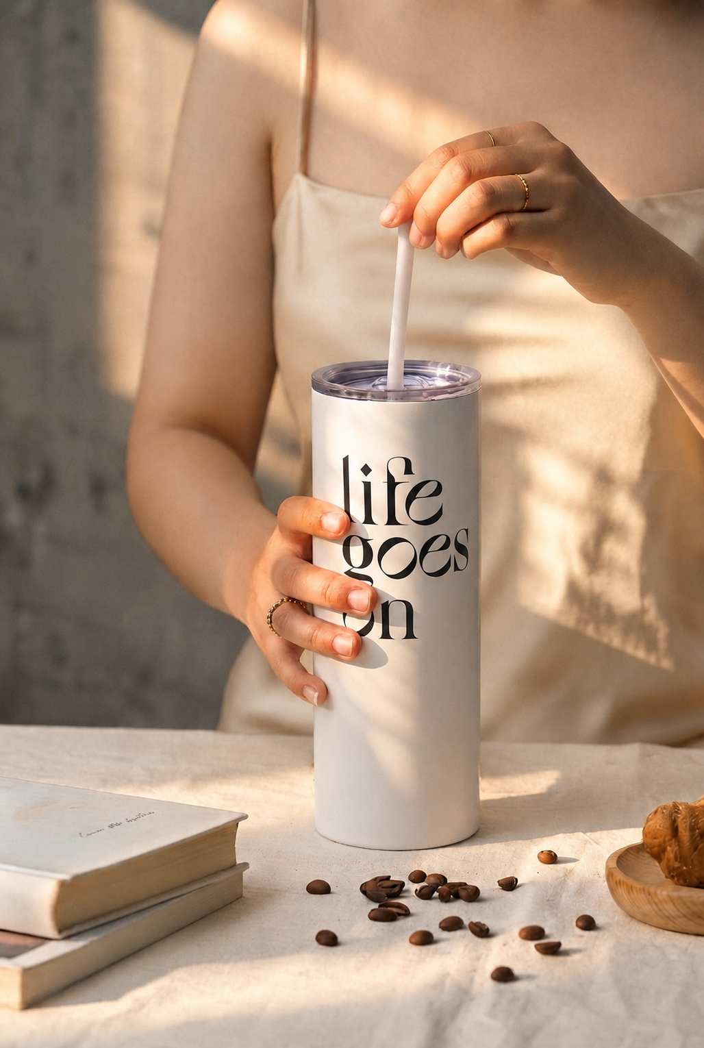 Colossal Tumbler 700ML with Straw| Life Goes On Print |Double Walled Insulated Tumbler 7-8 hrs 1219 Avenue