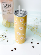 Colossal Tumbler 700ml with Straw | Meadow of Daisy Print| Double Walled Insulated Tumbler 7-8 hrs 1219 Avenue India