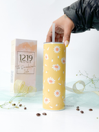 Colossal Tumbler 700ml with Straw | Meadow of Daisy Print| Double Walled Insulated Tumbler 7-8 hrs 1219 Avenue India