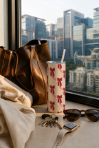 Colossal Tumbler 700ML with Straw| Merry bows Print |Double Walled Insulated Tumbler 7-8 hrs 1219 Avenue
