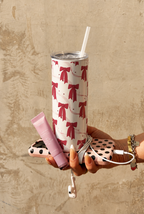 Colossal Tumbler 700ML with Straw| Merry bows Print |Double Walled Insulated Tumbler 7-8 hrs 1219 Avenue
