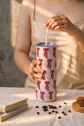 Colossal Tumbler 700ML with Straw| Merry bows Print |Double Walled Insulated Tumbler 7-8 hrs 1219 Avenue