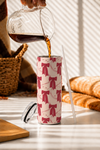 Colossal Tumbler 700ML with Straw| Merry bows Print |Double Walled Insulated Tumbler 7-8 hrs 1219 Avenue