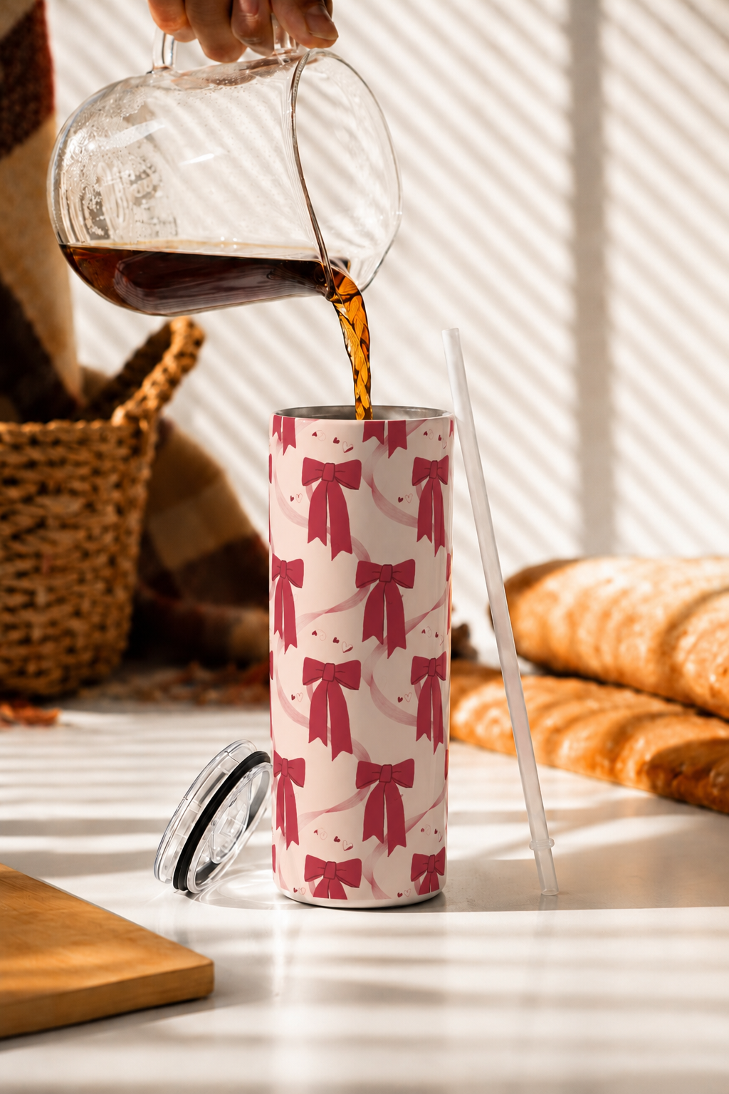Colossal Tumbler 700ML with Straw| Merry bows Print |Double Walled Insulated Tumbler 7-8 hrs 1219 Avenue