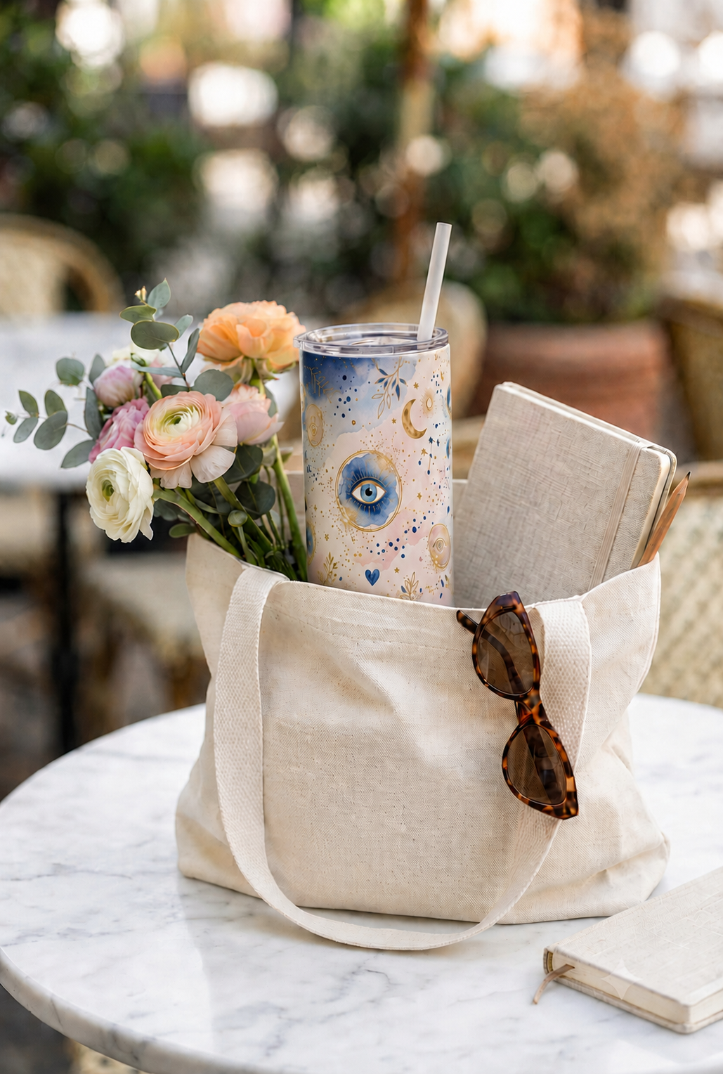 Colossal Tumbler 700ML with Straw | Moonlit Nazar Print | Double Walled Insulated Hot & Cold Tumbler 7–8 Hours 1219 Avenue