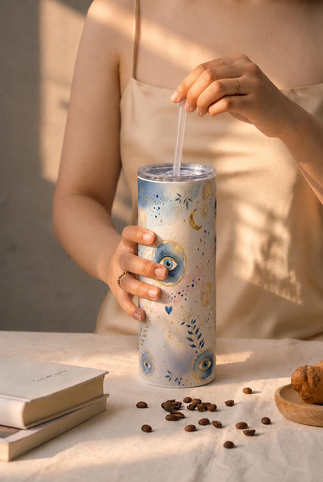 Colossal Tumbler 700ML with Straw | Moonlit Nazar Print | Double Walled Insulated Hot & Cold Tumbler 7–8 Hours 1219 Avenue