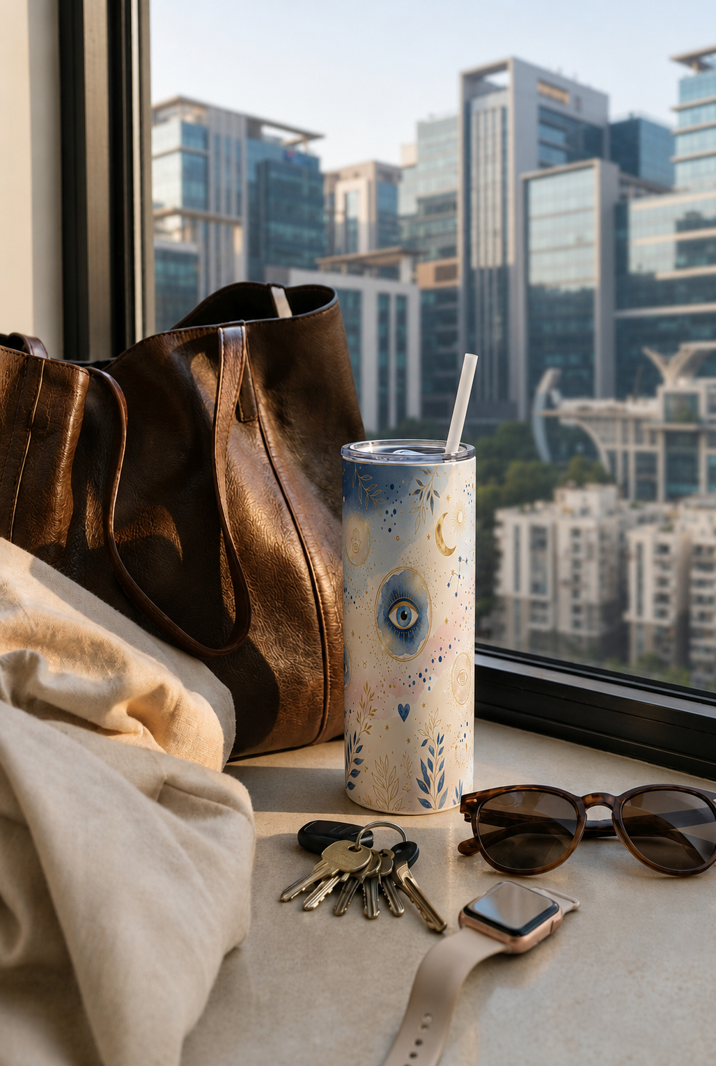 Colossal Tumbler 700ML with Straw | Moonlit Nazar Print | Double Walled Insulated Hot & Cold Tumbler 7–8 Hours 1219 Avenue