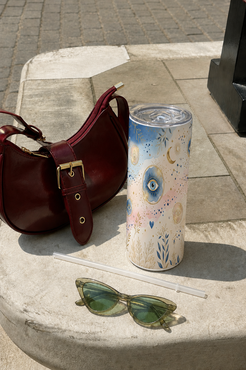 Colossal Tumbler 700ML with Straw | Moonlit Nazar Print | Double Walled Insulated Hot & Cold Tumbler 7–8 Hours 1219 Avenue