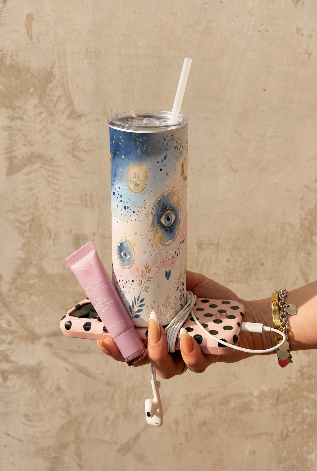 Colossal Tumbler 700ML with Straw | Moonlit Nazar Print | Double Walled Insulated Hot & Cold Tumbler 7–8 Hours 1219 Avenue