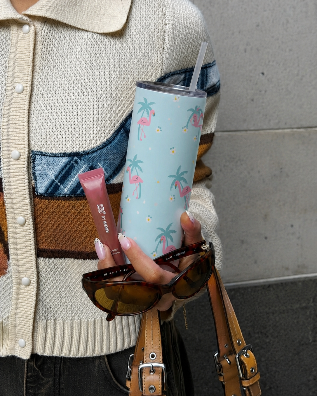 Colossal Tumbler 700ML with Straw | Pastel Palm Escape Print | Double Walled Insulated Hot & Cold Tumbler 7–8 Hours 1219 Avenue