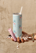 Colossal Tumbler 700ML with Straw | Pastel Palm Escape Print | Double Walled Insulated Hot & Cold Tumbler 7–8 Hours 1219 Avenue