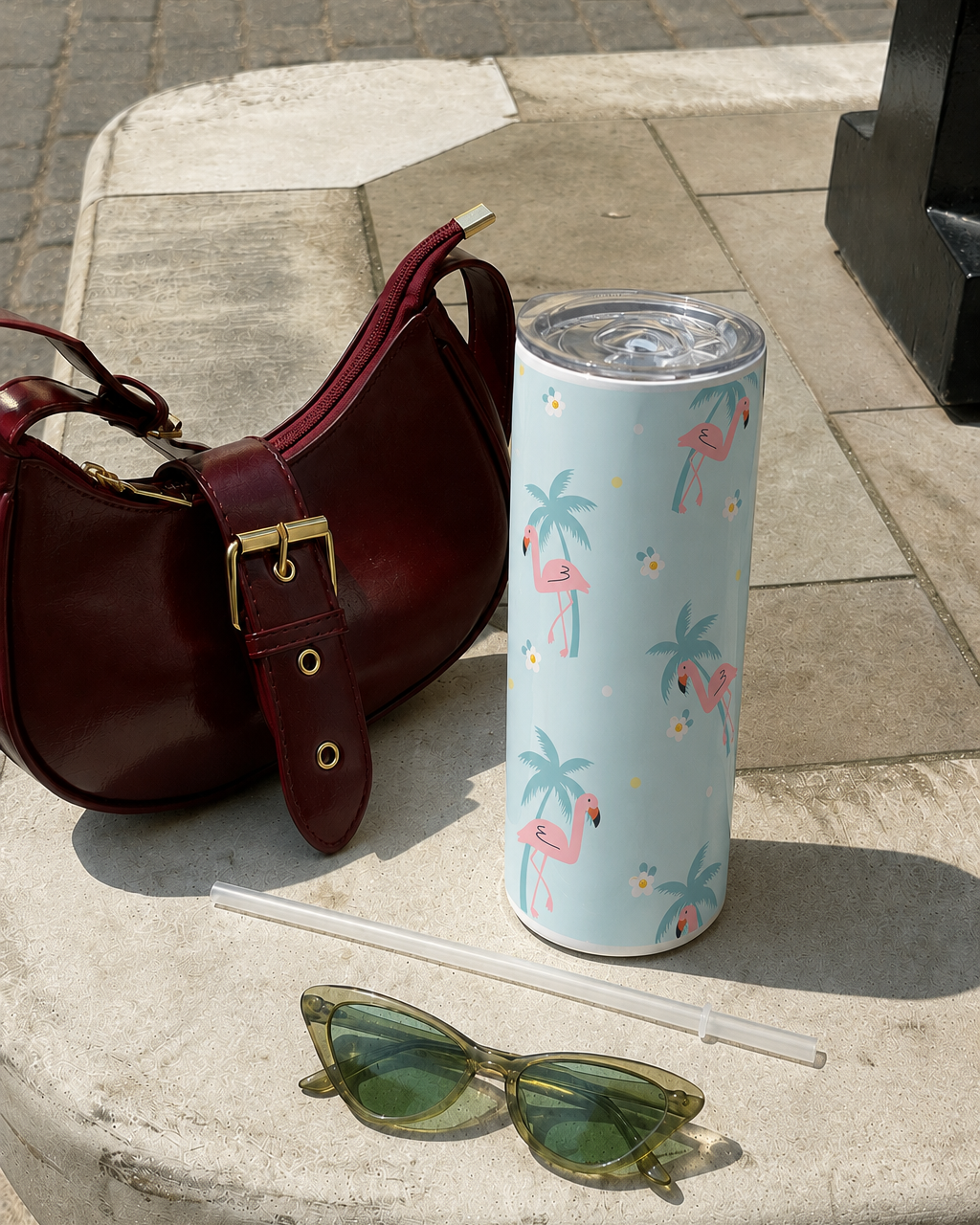Colossal Tumbler 700ML with Straw | Pastel Palm Escape Print | Double Walled Insulated Hot & Cold Tumbler 7–8 Hours 1219 Avenue