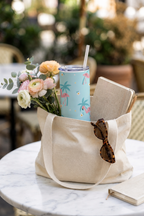 Colossal Tumbler 700ML with Straw | Pastel Palm Escape Print | Double Walled Insulated Hot & Cold Tumbler 7–8 Hours 1219 Avenue
