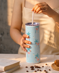 Colossal Tumbler 700ML with Straw | Pastel Palm Escape Print | Double Walled Insulated Hot & Cold Tumbler 7–8 Hours 1219 Avenue