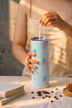 Colossal Tumbler 700ML with Straw | Pastel Palm Escape Print | Double Walled Insulated Hot & Cold Tumbler 7–8 Hours 1219 Avenue