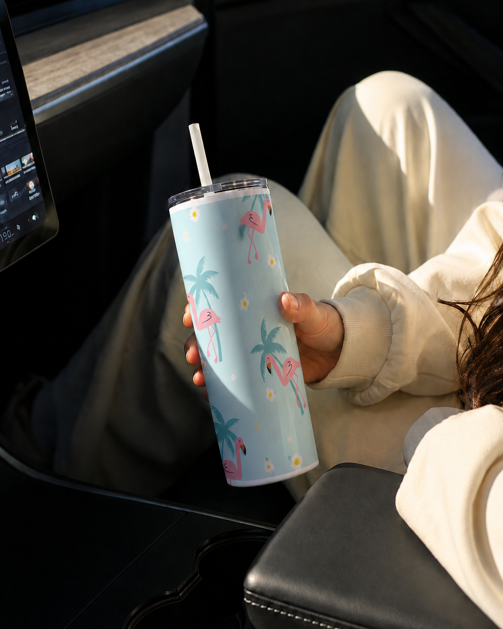Colossal Tumbler 700ML with Straw | Pastel Palm Escape Print | Double Walled Insulated Hot & Cold Tumbler 7–8 Hours 1219 Avenue