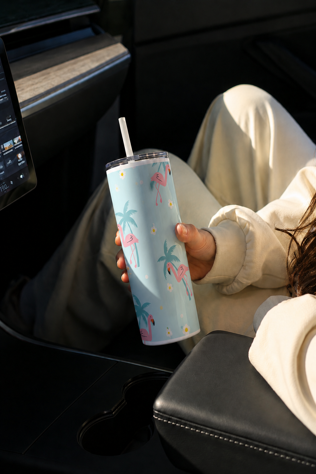 Colossal Tumbler 700ML with Straw | Pastel Palm Escape Print | Double Walled Insulated Hot & Cold Tumbler 7–8 Hours 1219 Avenue