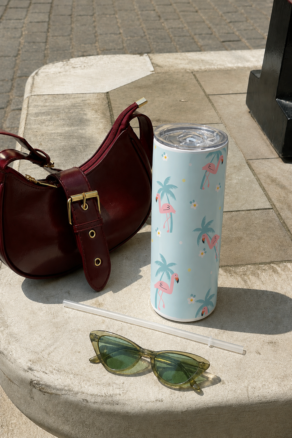 Colossal Tumbler 700ML with Straw | Pastel Palm Escape Print | Double Walled Insulated Hot & Cold Tumbler 7–8 Hours 1219 Avenue