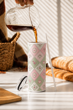 Colossal Tumbler 700ML with Straw | Pastel Parlour Print | Double Walled Insulated Hot & Cold Tumbler 7–8 Hours 1219 Avenue