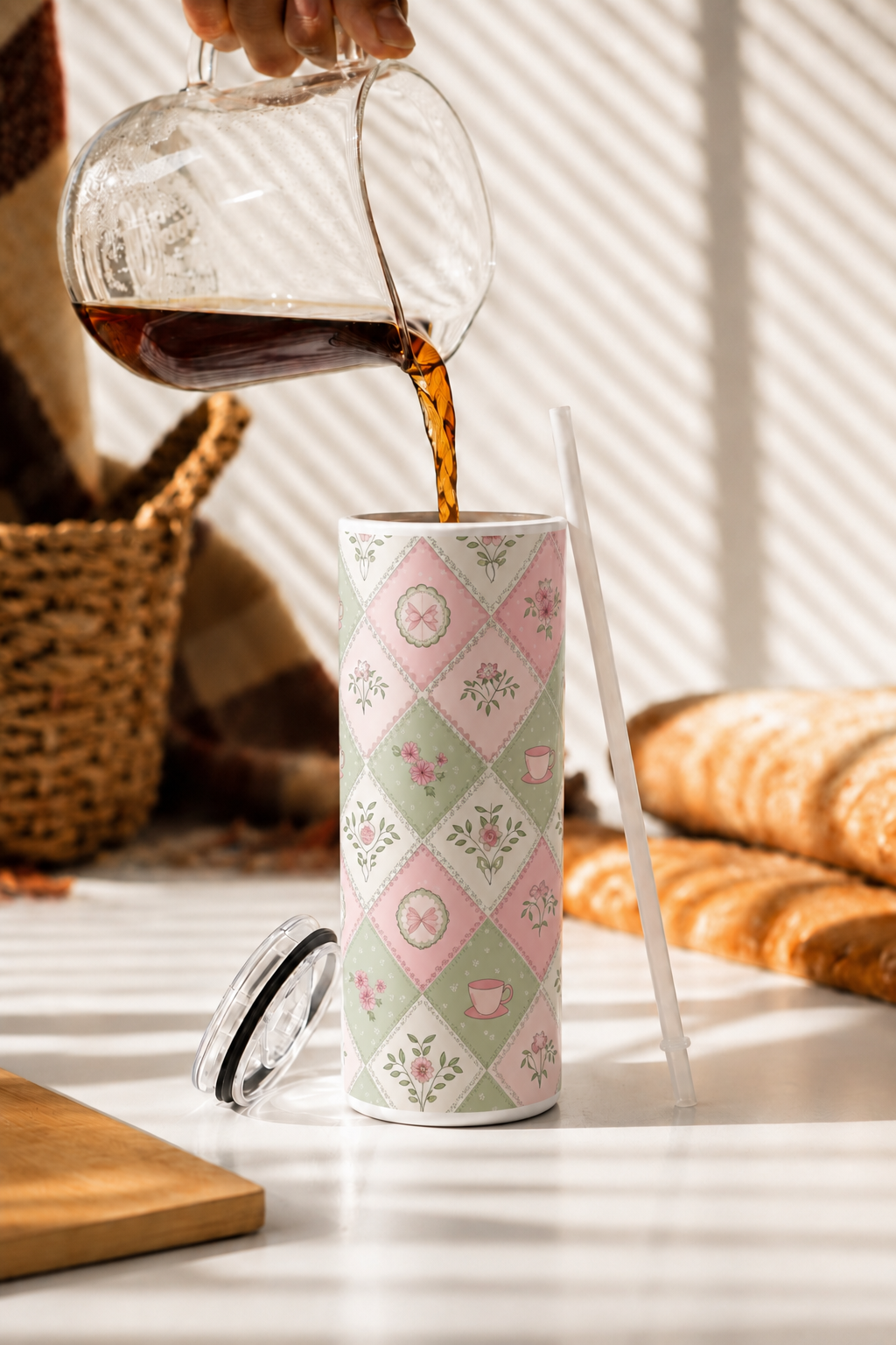 Colossal Tumbler 700ML with Straw | Pastel Parlour Print | Double Walled Insulated Hot & Cold Tumbler 7–8 Hours 1219 Avenue
