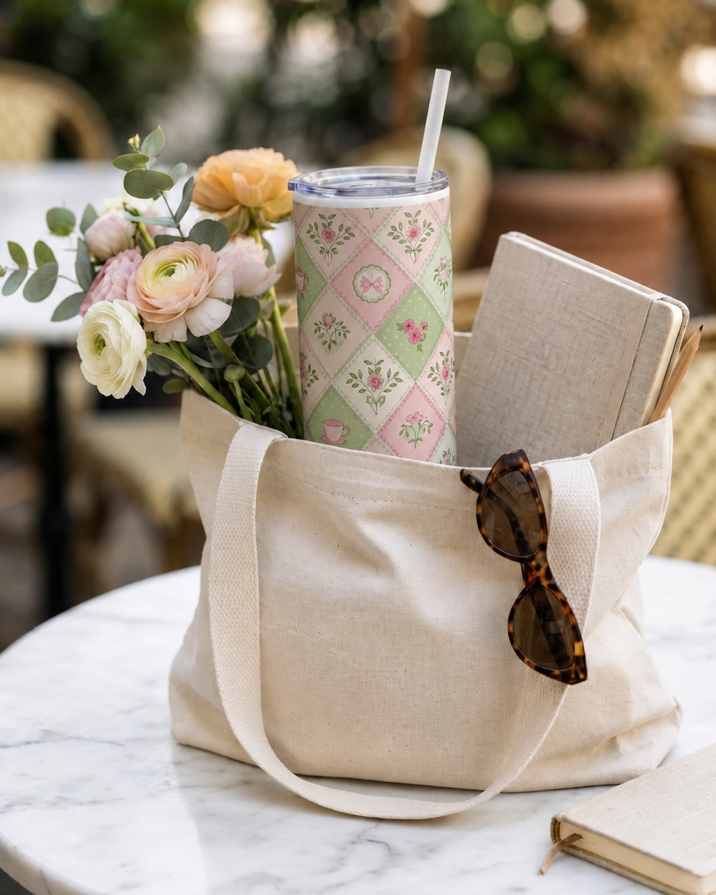 Colossal Tumbler 700ML with Straw | Pastel Parlour Print | Double Walled Insulated Hot & Cold Tumbler 7–8 Hours 1219 Avenue