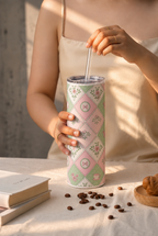 Colossal Tumbler 700ML with Straw | Pastel Parlour Print | Double Walled Insulated Hot & Cold Tumbler 7–8 Hours 1219 Avenue