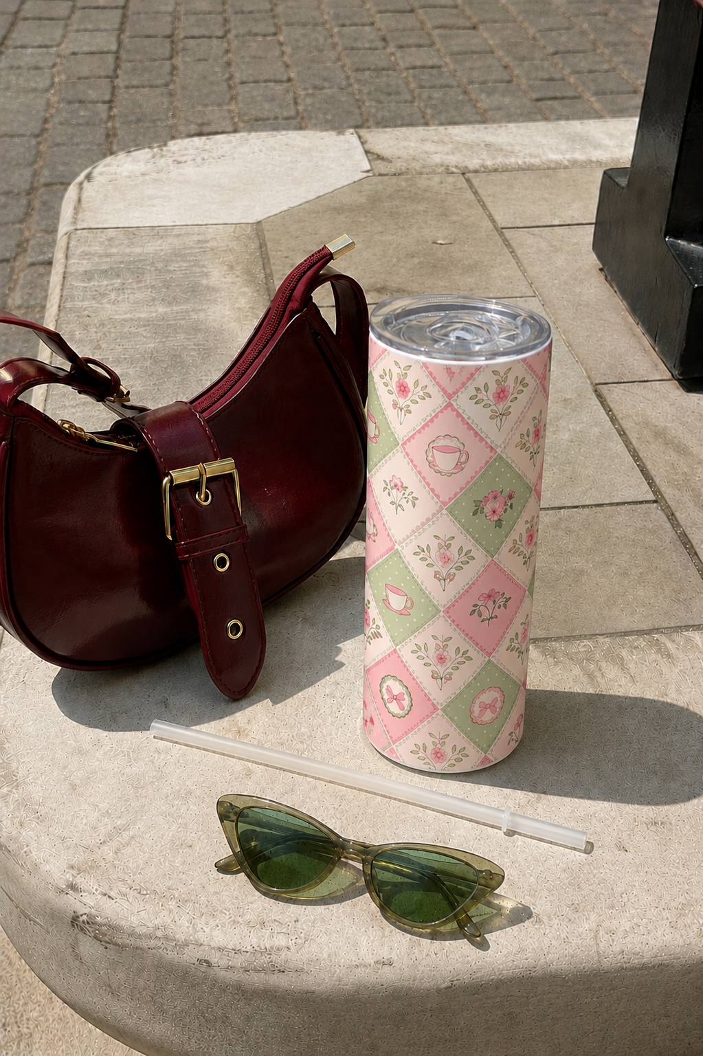 Colossal Tumbler 700ML with Straw | Pastel Parlour Print | Double Walled Insulated Hot & Cold Tumbler 7–8 Hours 1219 Avenue