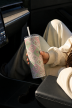 Colossal Tumbler 700ML with Straw | Pastel Parlour Print | Double Walled Insulated Hot & Cold Tumbler 7–8 Hours 1219 Avenue