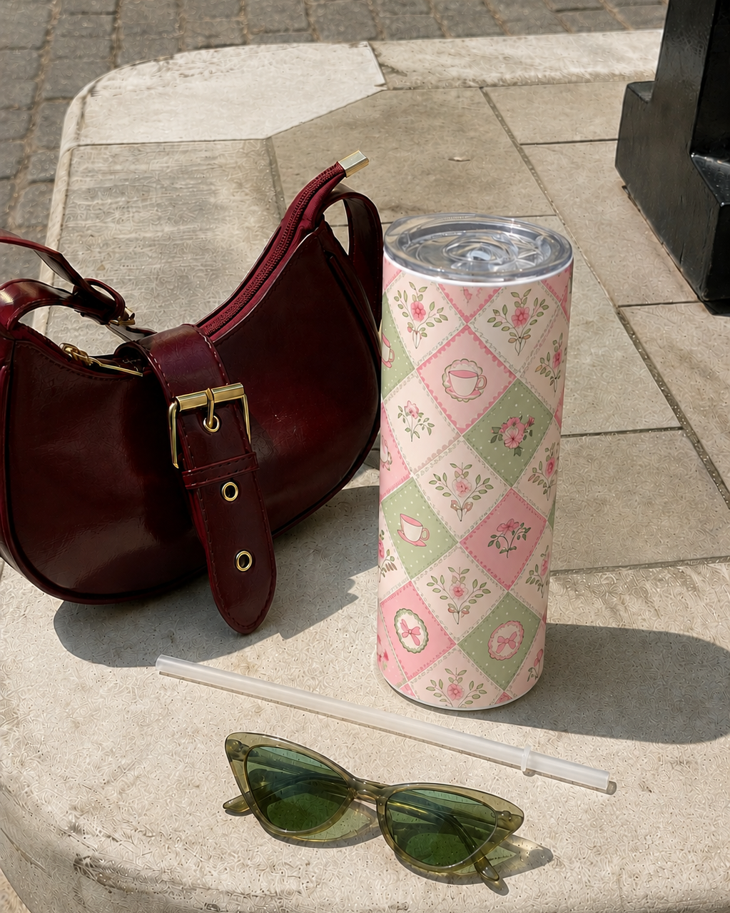 Colossal Tumbler 700ML with Straw | Pastel Parlour Print | Double Walled Insulated Hot & Cold Tumbler 7–8 Hours 1219 Avenue