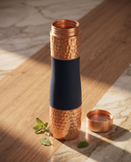 Copper DuoServe Bottle 3in1 Combo 1000ml | 99% Pure Copper Water Bottle with 2 Copper Glasses | Leakproof | Ayurvedic Copper Bottle | Hammered Finish 1219 Avenue