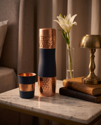 Copper DuoServe Bottle 3in1 Combo 1000ml | 99% Pure Copper Water Bottle with 2 Copper Glasses | Leakproof | Ayurvedic Copper Bottle | Hammered Finish 1219 Avenue