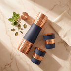 Copper DuoServe Bottle 3in1 Combo 1000ml | 99% Pure Copper Water Bottle with 2 Copper Glasses | Leakproof | Ayurvedic Copper Bottle | Hammered Finish 1219 Avenue