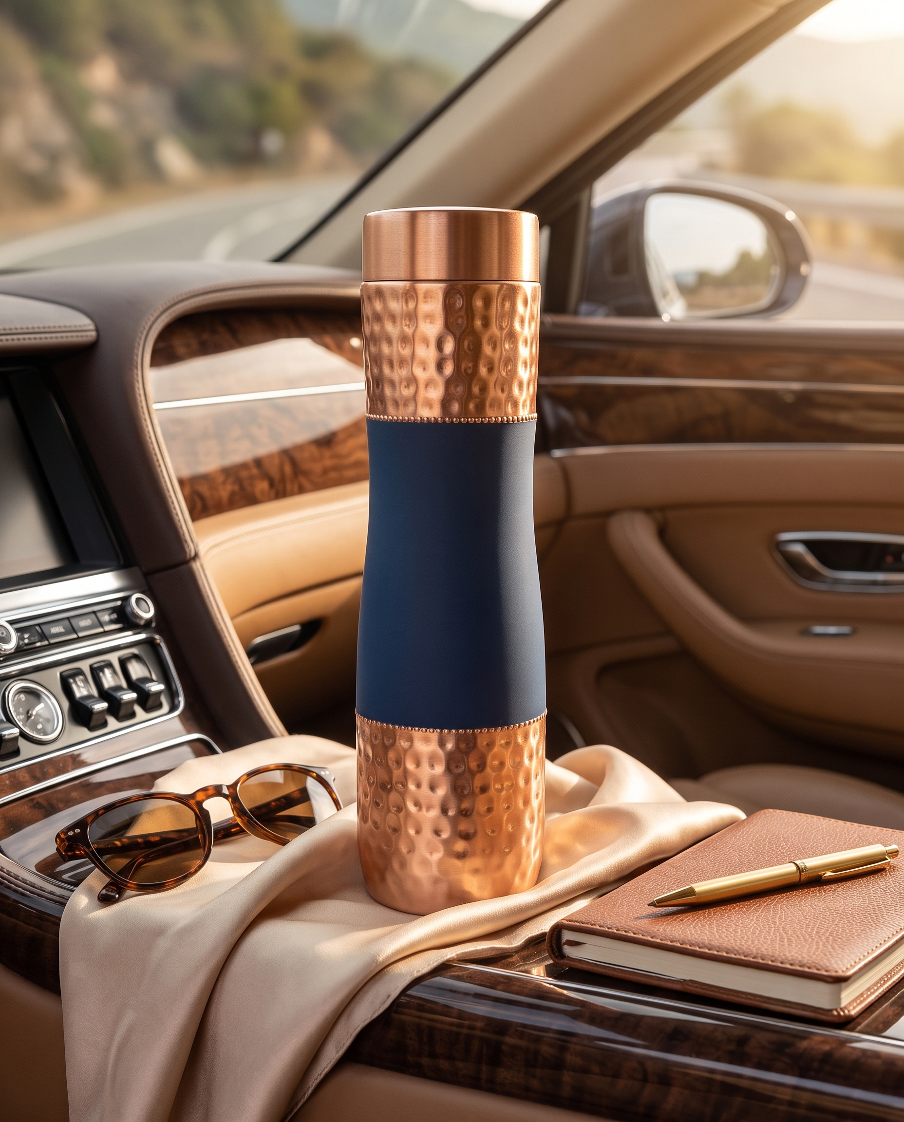 Copper DuoServe Bottle 3in1 Combo 1000ml | 99% Pure Copper Water Bottle with 2 Copper Glasses | Leakproof | Ayurvedic Copper Bottle | Hammered Finish 1219 Avenue