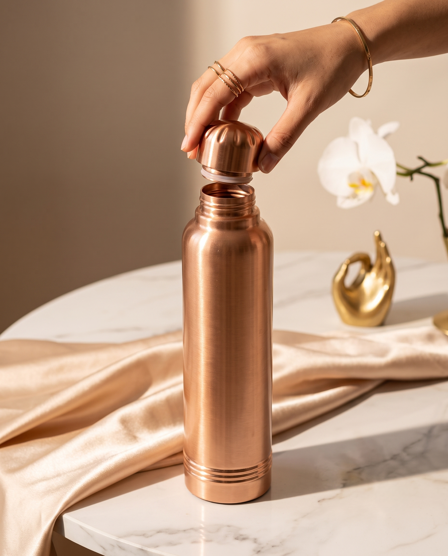 Copper Majesty Bottle 1000ml | 99% Pure Copper Water Bottle | Leakproof | Premium Ayurvedic Copper Drinking Bottle for Daily Hydration
