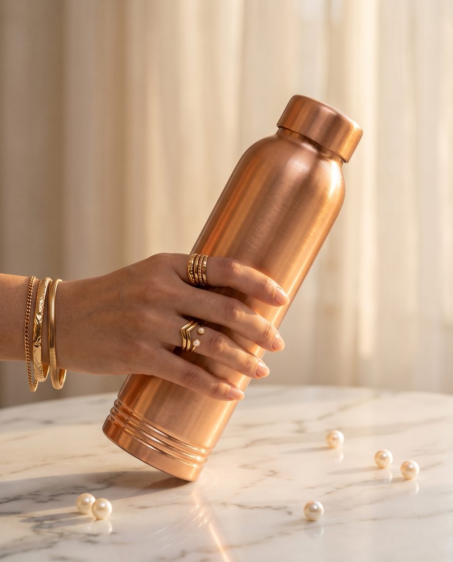 Copper Monarch Bottle 1000ml | 99% Pure Copper Water Bottle | Leakproof | Premium Ayurvedic Copper Drinking Bottle for Daily Hydration