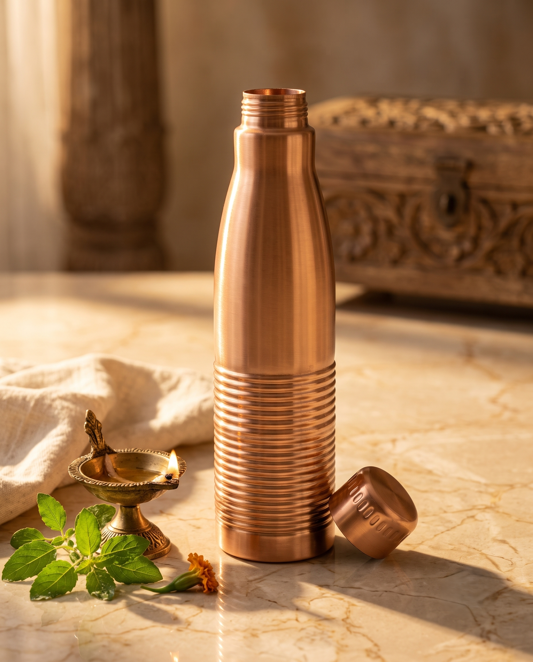 Copper PureSip Bottle 1000ml | 99% Pure Copper Water Bottle | Leakproof | Ayurvedic Copper Bottle | Premium Copper Drinking Bottle 1219 Avenue