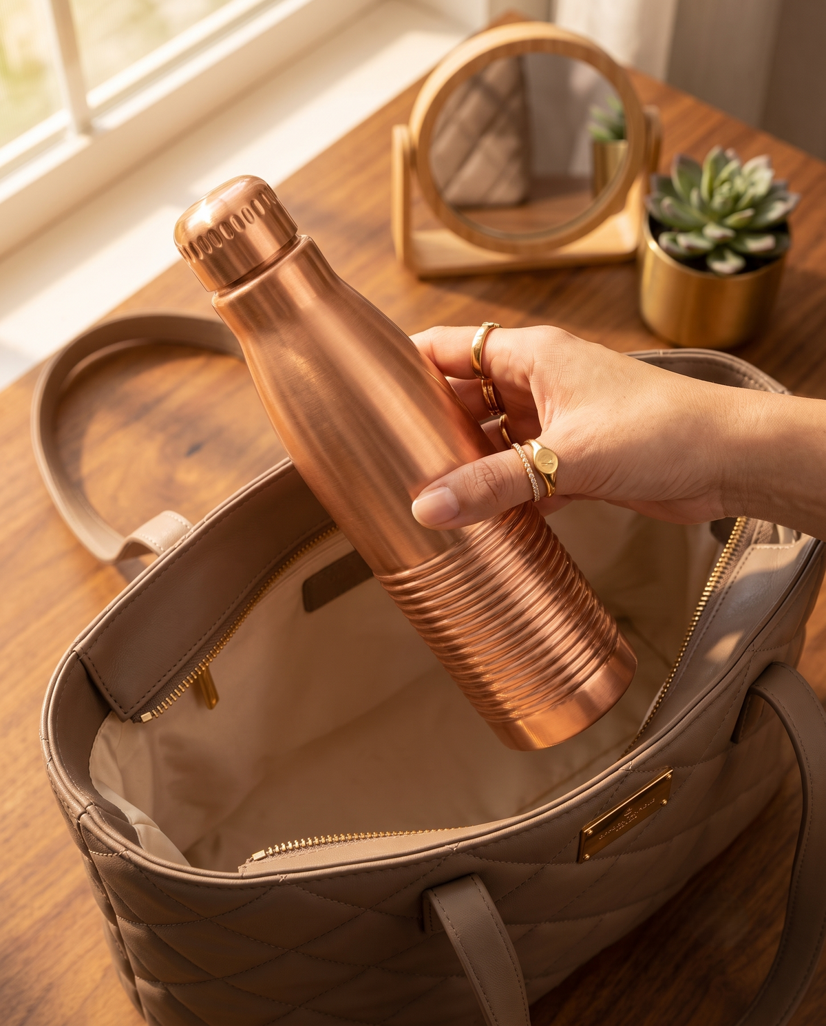 Copper PureSip Bottle 1000ml | 99% Pure Copper Water Bottle | Leakproof | Ayurvedic Copper Bottle | Premium Copper Drinking Bottle 1219 Avenue